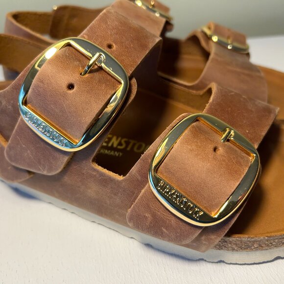 Birkenstock Milano Big Buckle Oiled Leather Sandals - Picture 8 of 15